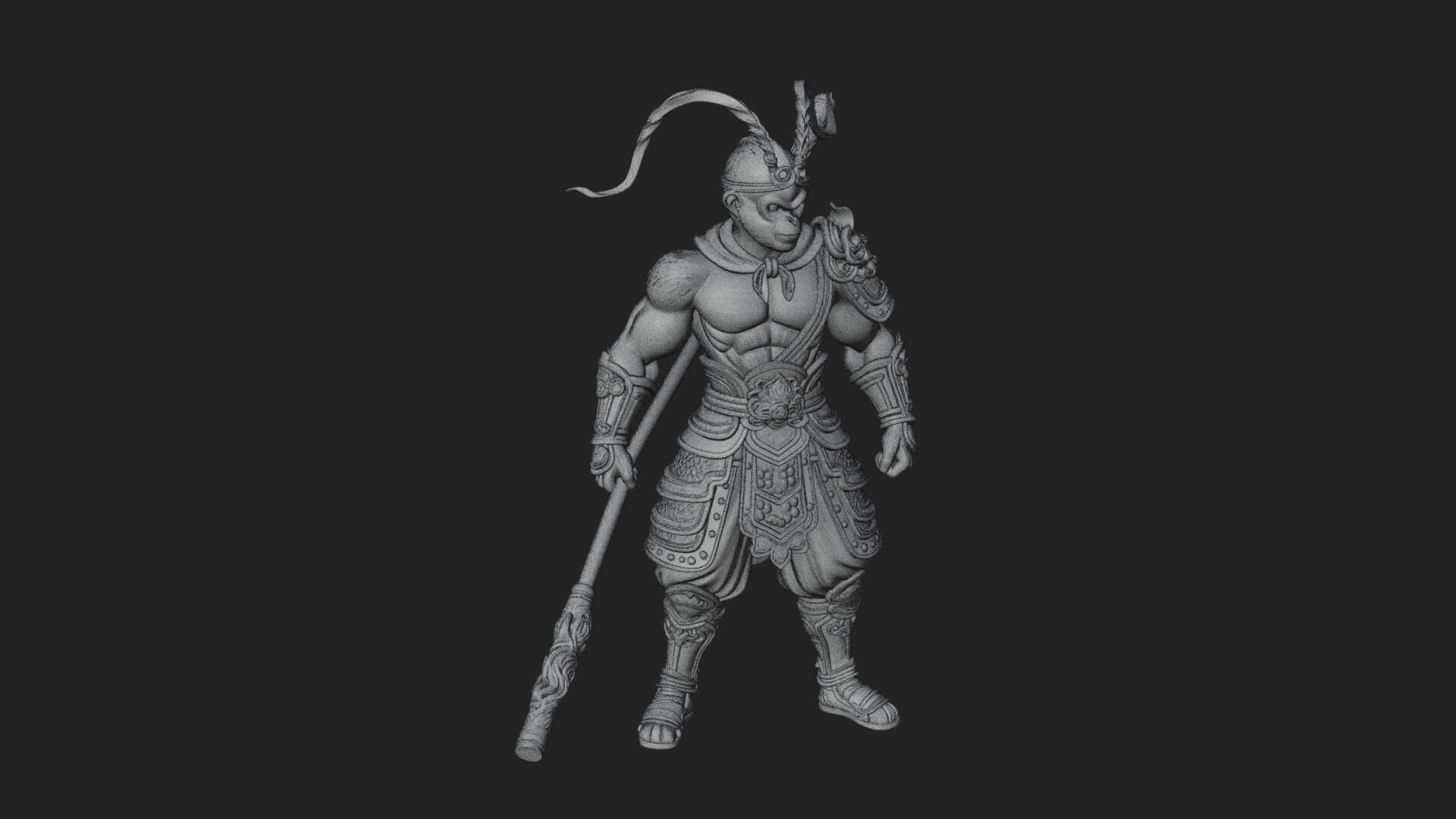 Monkey King Staff Statue Design 5 3D Print Model 3D Model