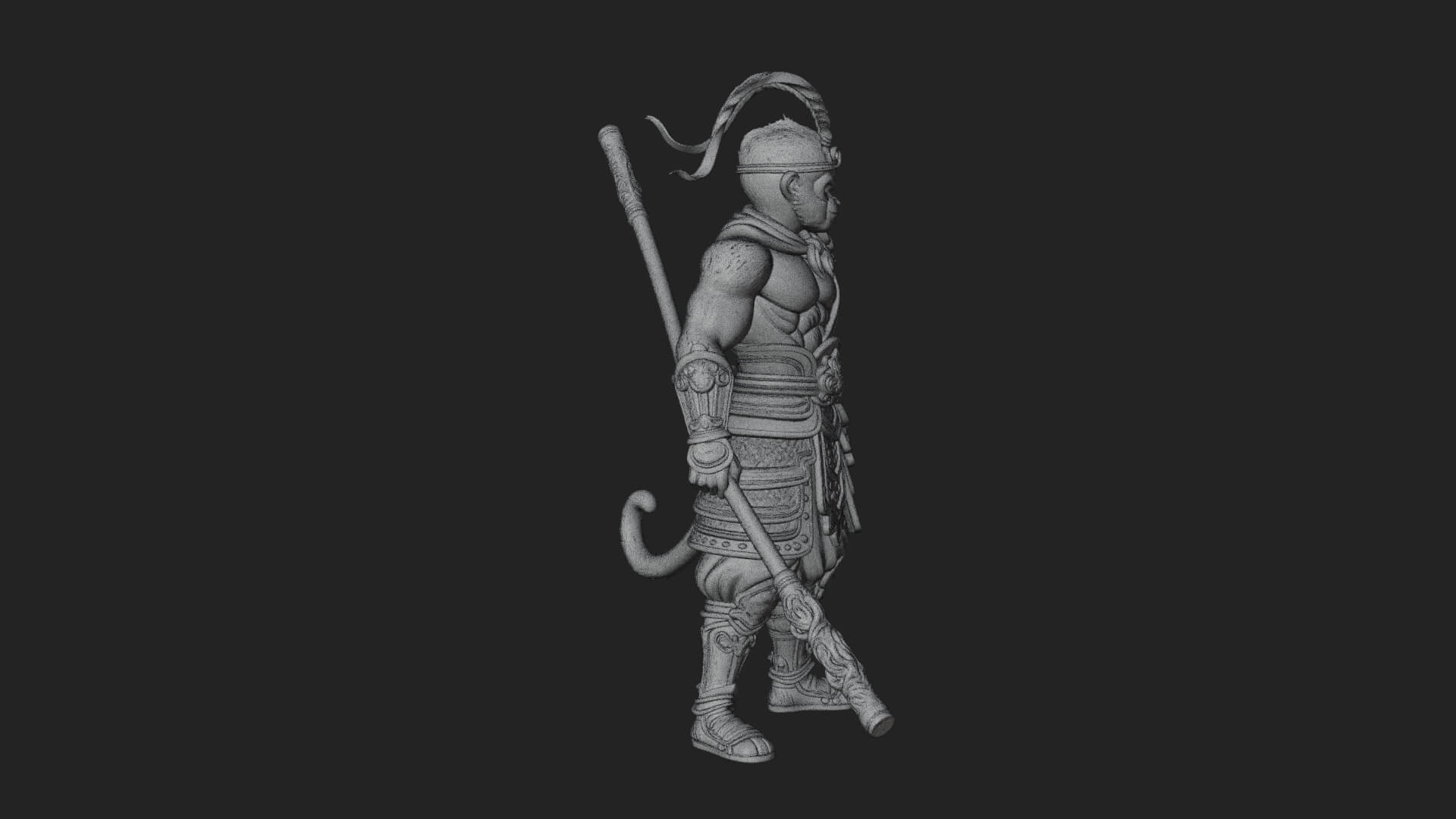 Monkey King Staff Statue Design 5 3D Print Model 3D Model