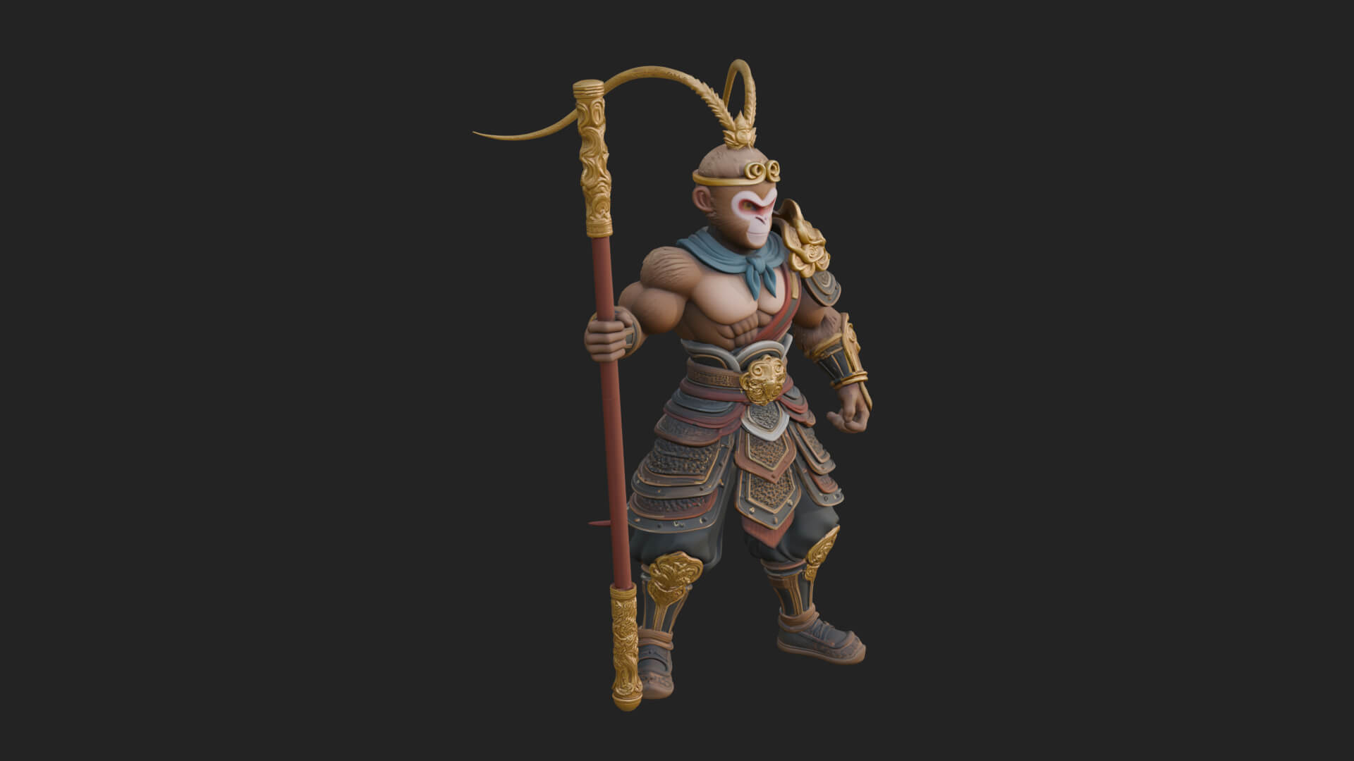 Monkey King Staff Statue Design 6 3D Print Model 3D Model