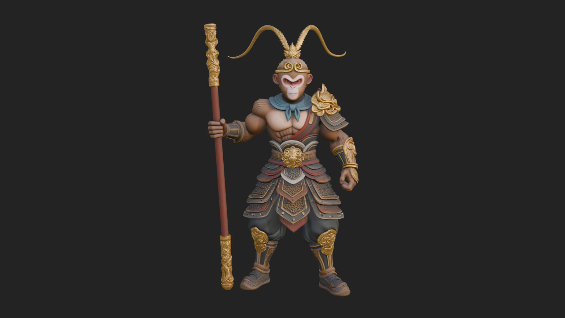 Monkey King Staff Statue Design 6 3D Print Model 3D Model