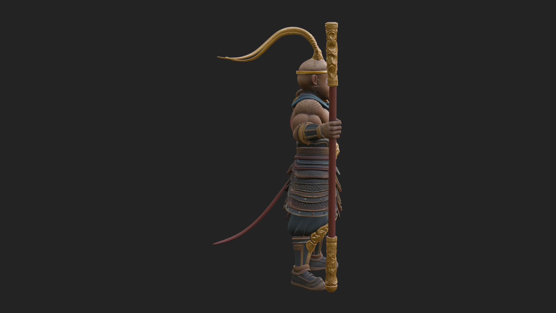 Monkey King Staff Statue Design 6 3D Print Model 3D Model