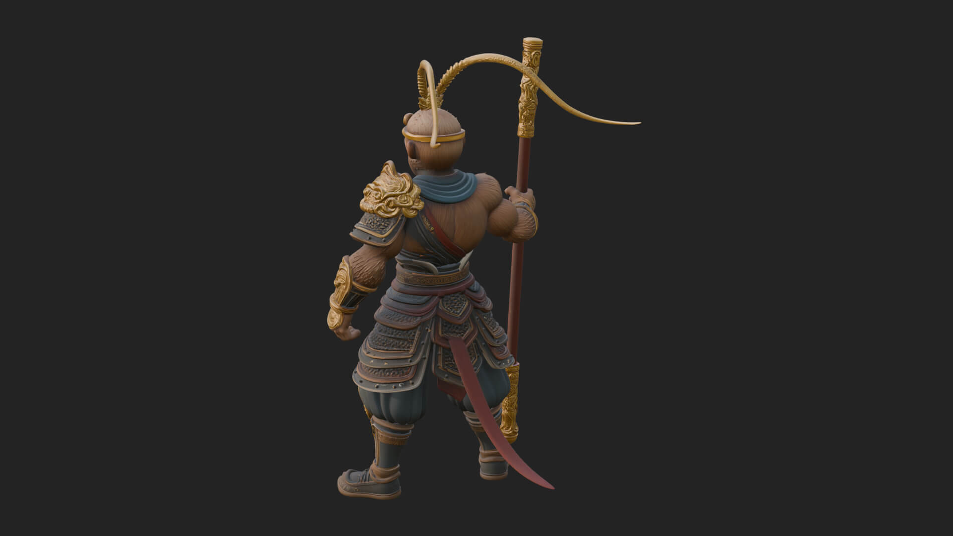 Monkey King Staff Statue Design 6 3D Print Model 3D Model