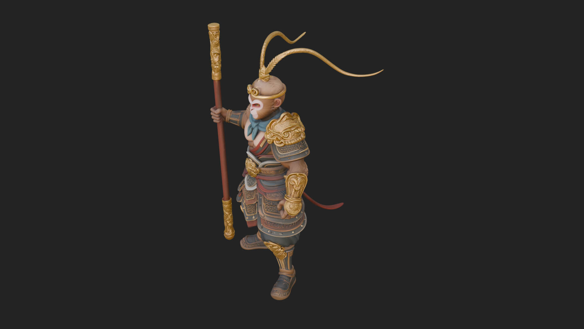 Monkey King Staff Statue Design 6 3D Print Model 3D Model