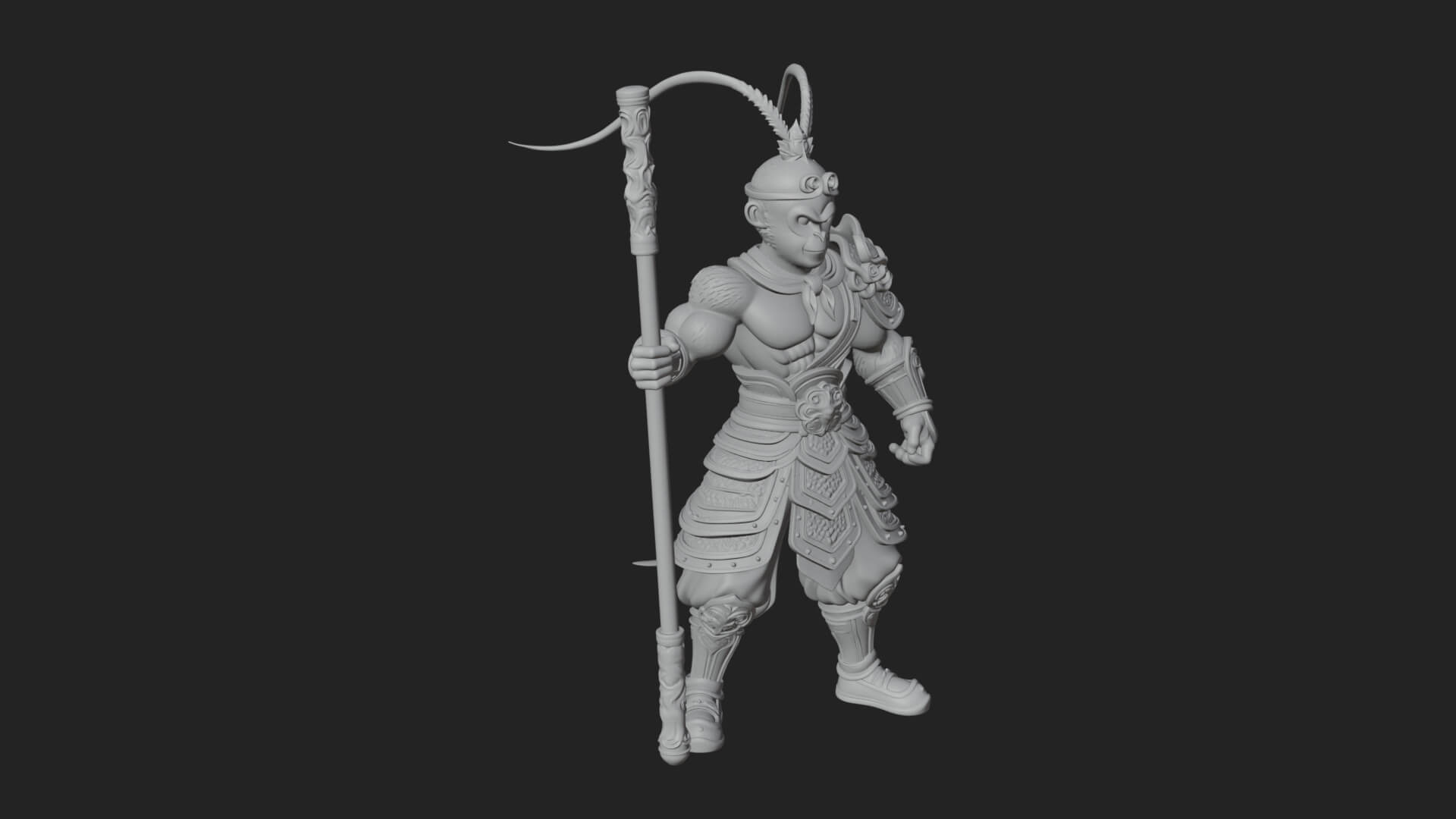 Monkey King Staff Statue Design 6 3D Print Model 3D Model