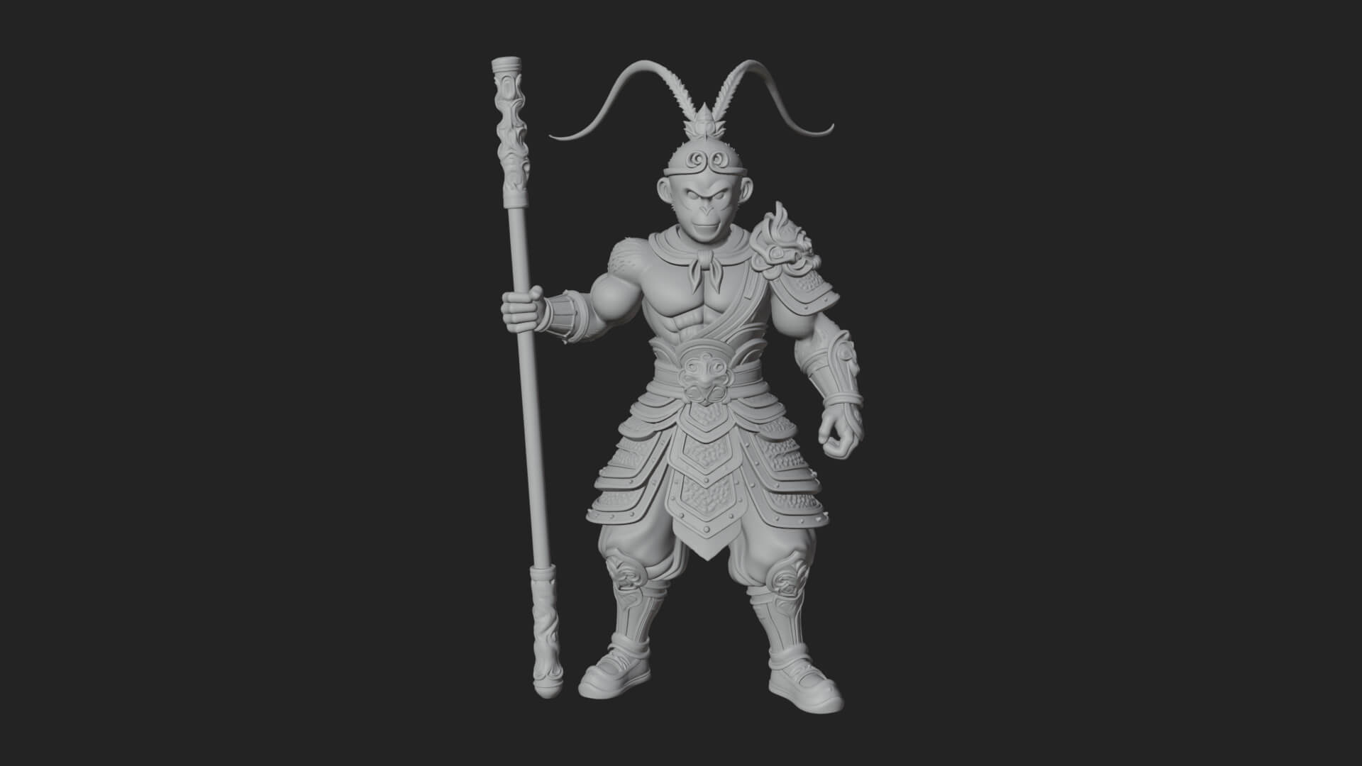 Monkey King Staff Statue Design 6 3D Print Model 3D Model