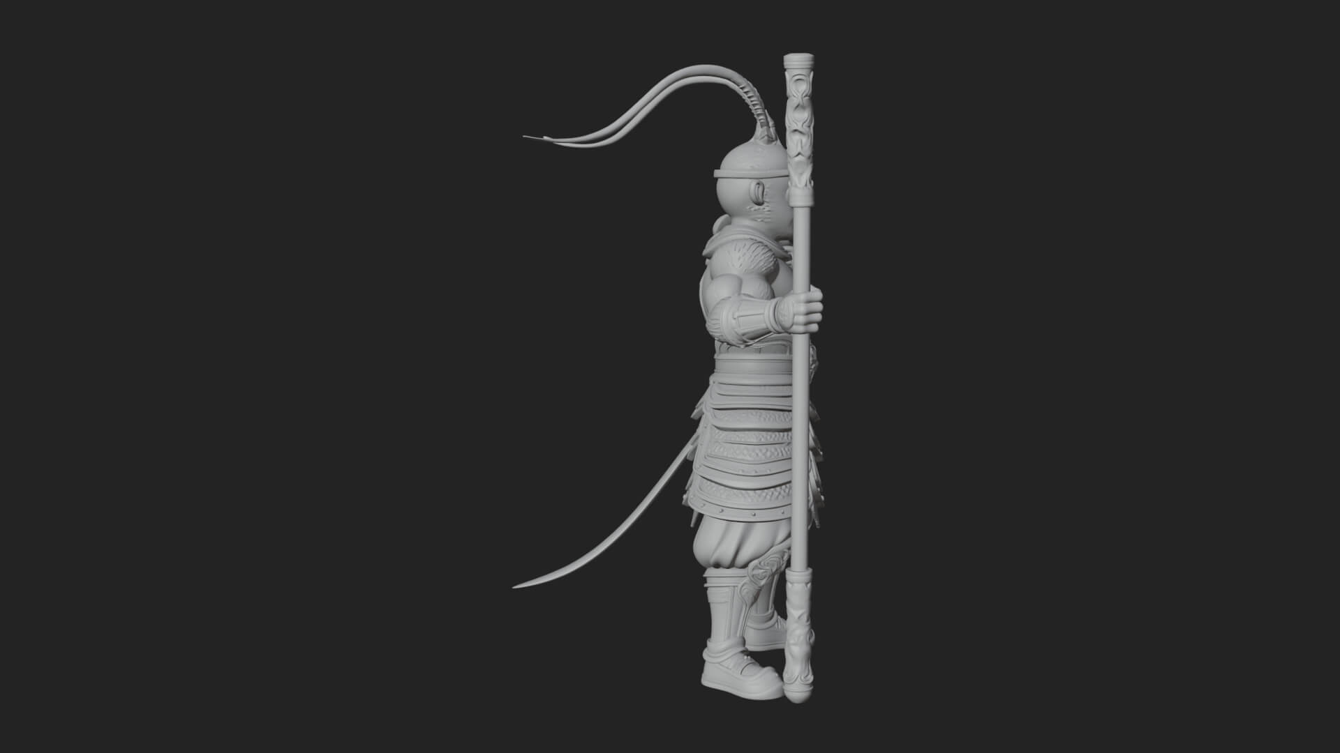 Monkey King Staff Statue Design 6 3D Print Model 3D Model