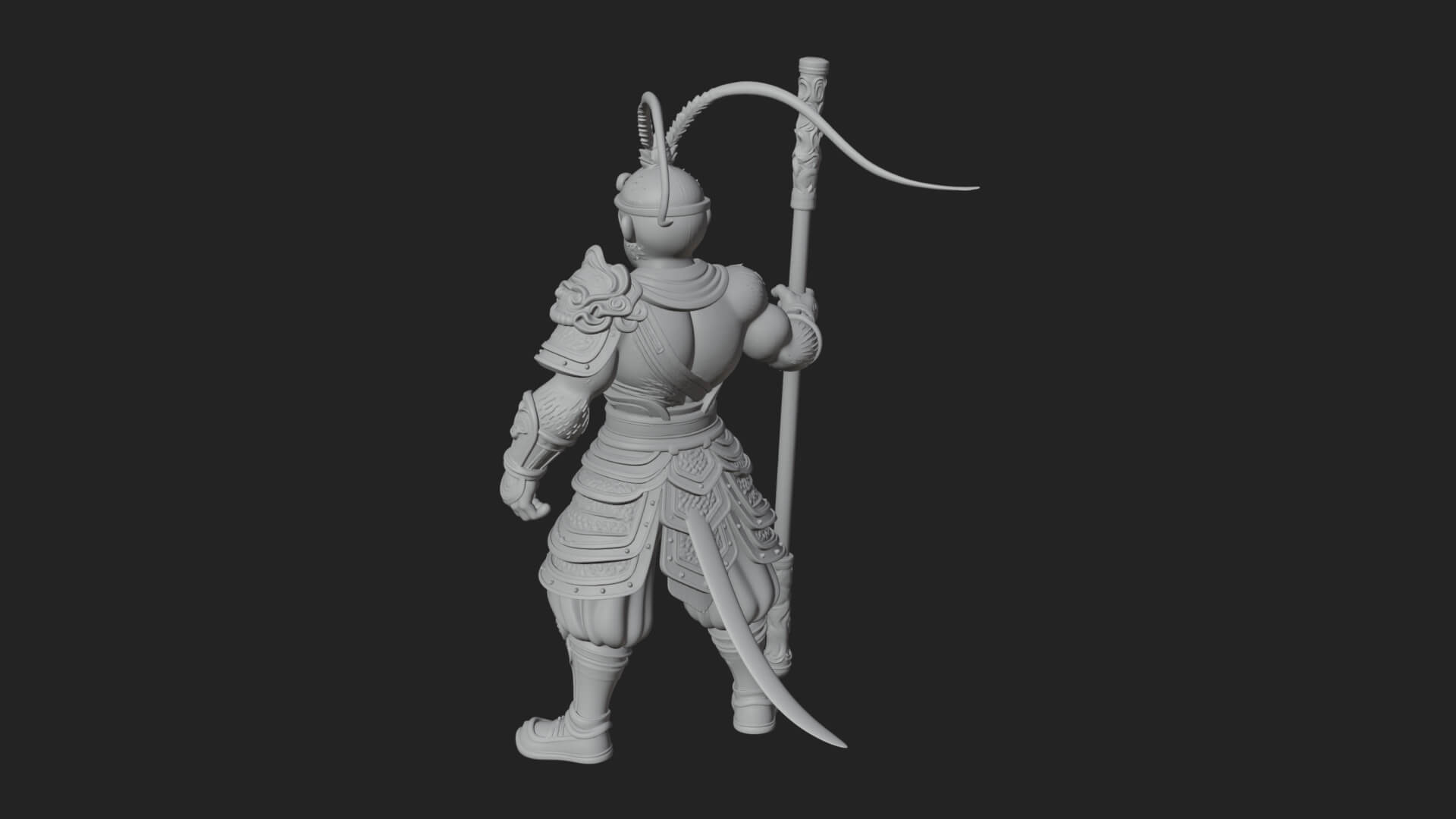 Monkey King Staff Statue Design 6 3D Print Model 3D Model