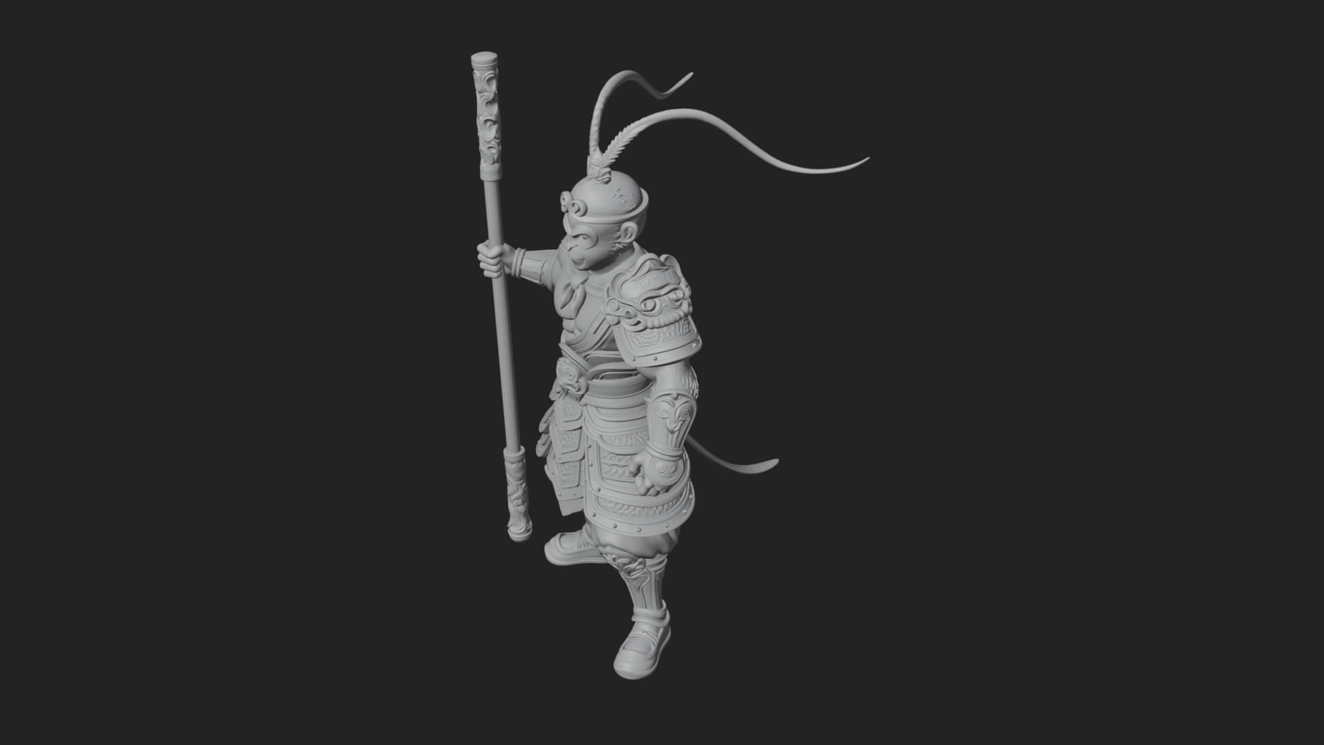 Monkey King Staff Statue Design 6 3D Print Model 3D Model