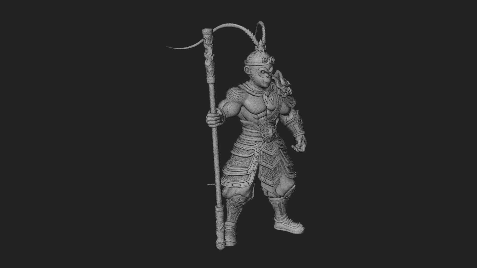 Monkey King Staff Statue Design 6 3D Print Model 3D Model