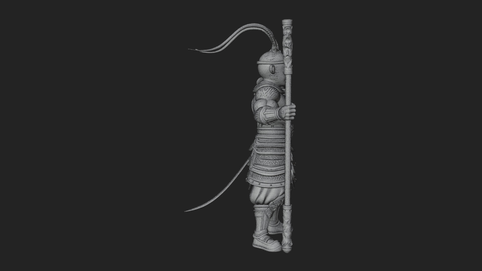 Monkey King Staff Statue Design 6 3D Print Model 3D Model