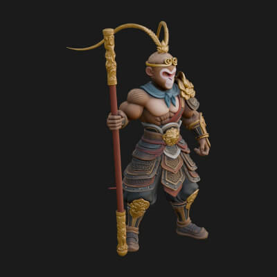 Monkey King Staff Statue Design 6 3D Print Model