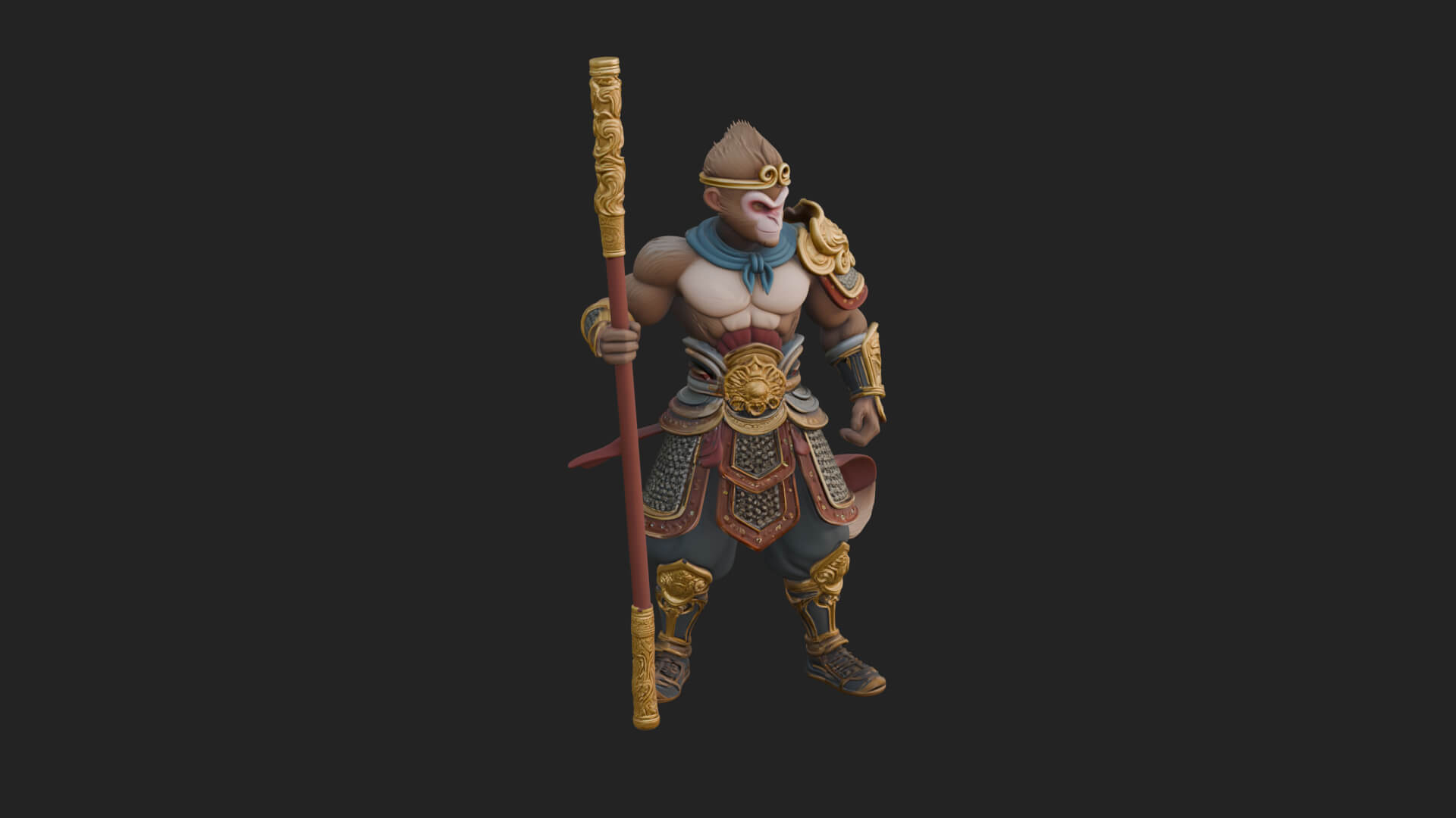 Monkey King Staff Statue Design 7 3D Print Model 3D Model