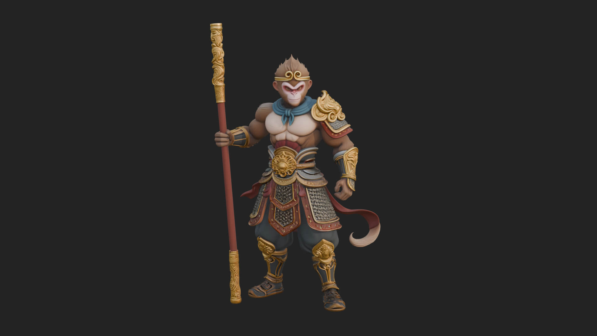 Monkey King Staff Statue Design 7 3D Print Model 3D Model