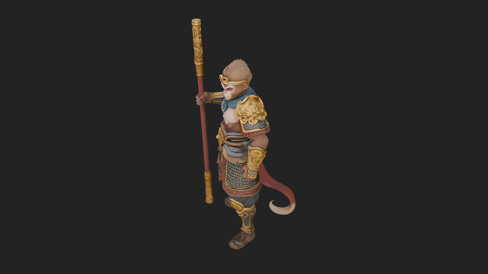 Monkey King Staff Statue Design 7 3D Print Model 3D Model