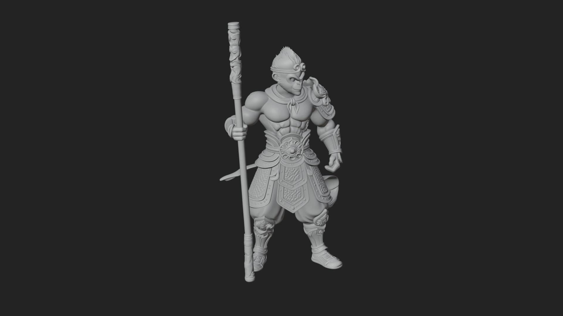 Monkey King Staff Statue Design 7 3D Print Model 3D Model