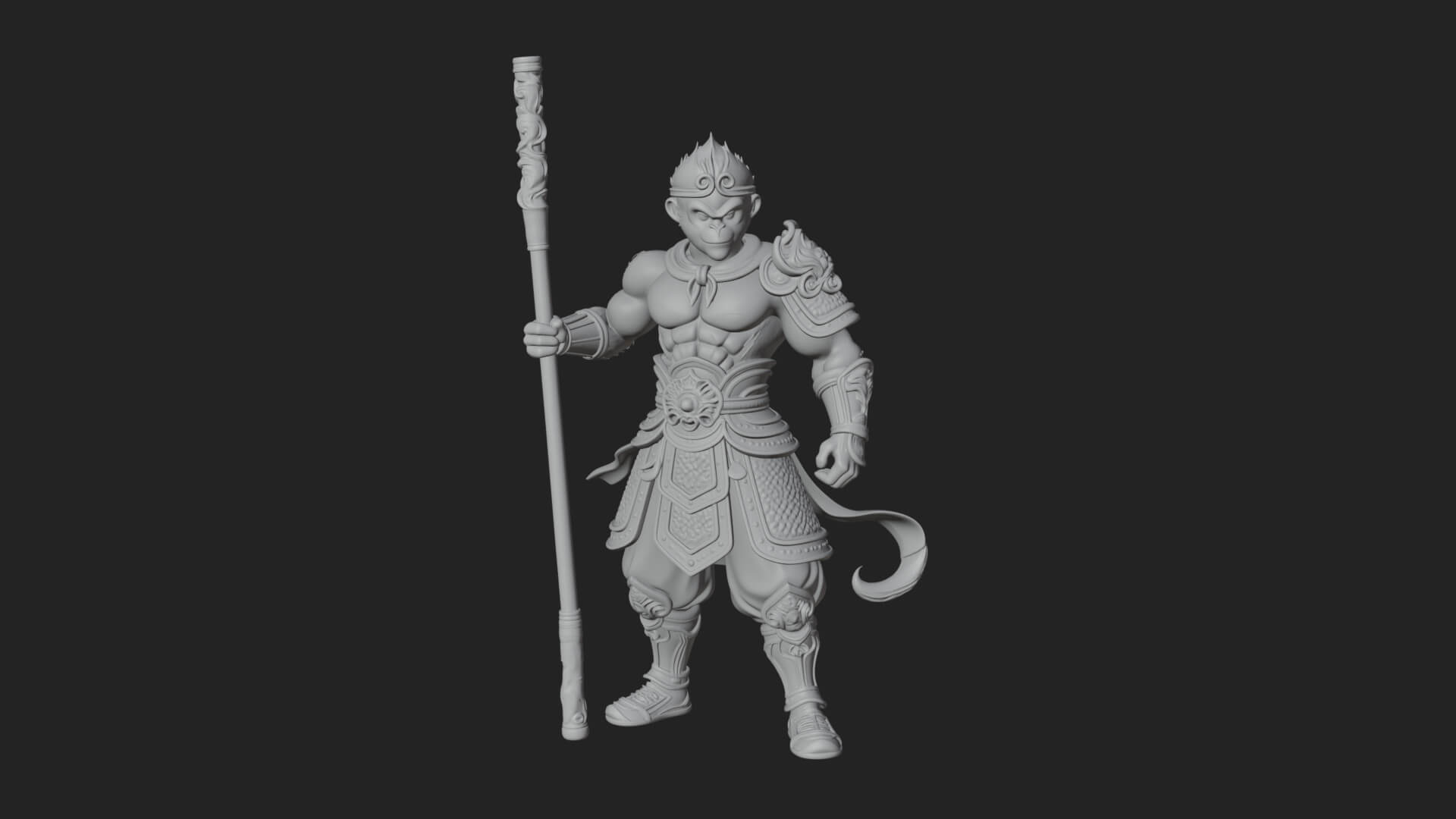 Monkey King Staff Statue Design 7 3D Print Model 3D Model