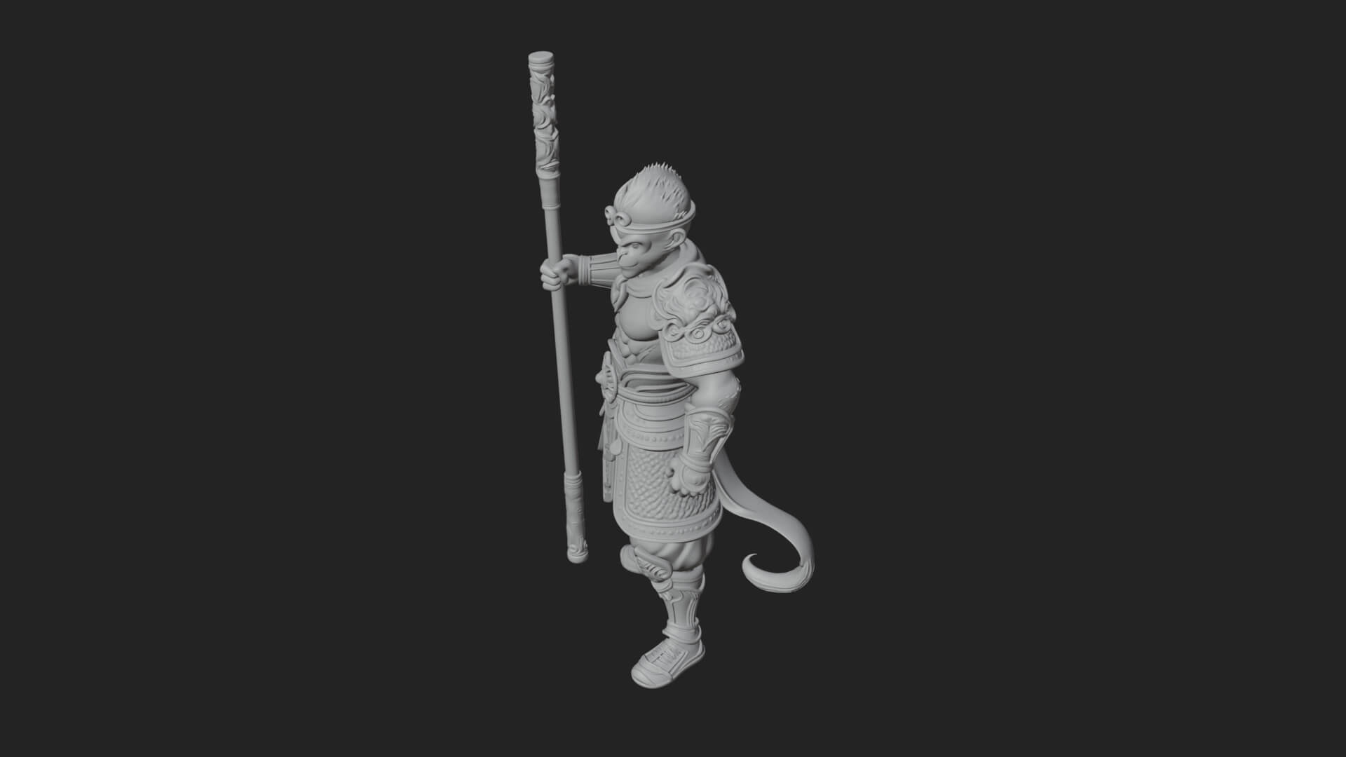 Monkey King Staff Statue Design 7 3D Print Model 3D Model
