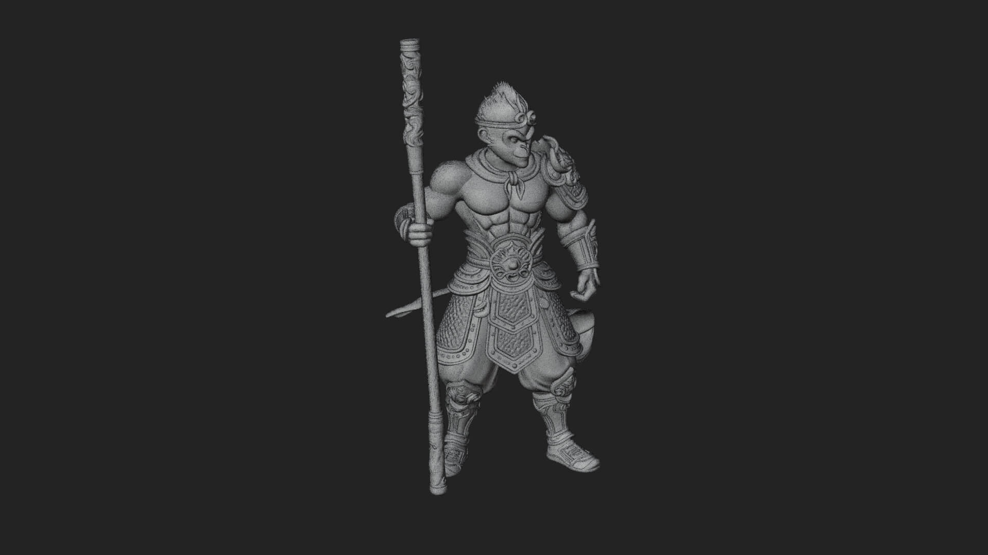 Monkey King Staff Statue Design 7 3D Print Model 3D Model