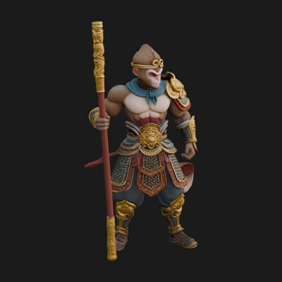 Monkey King Staff Statue Design 7 3D Print Model