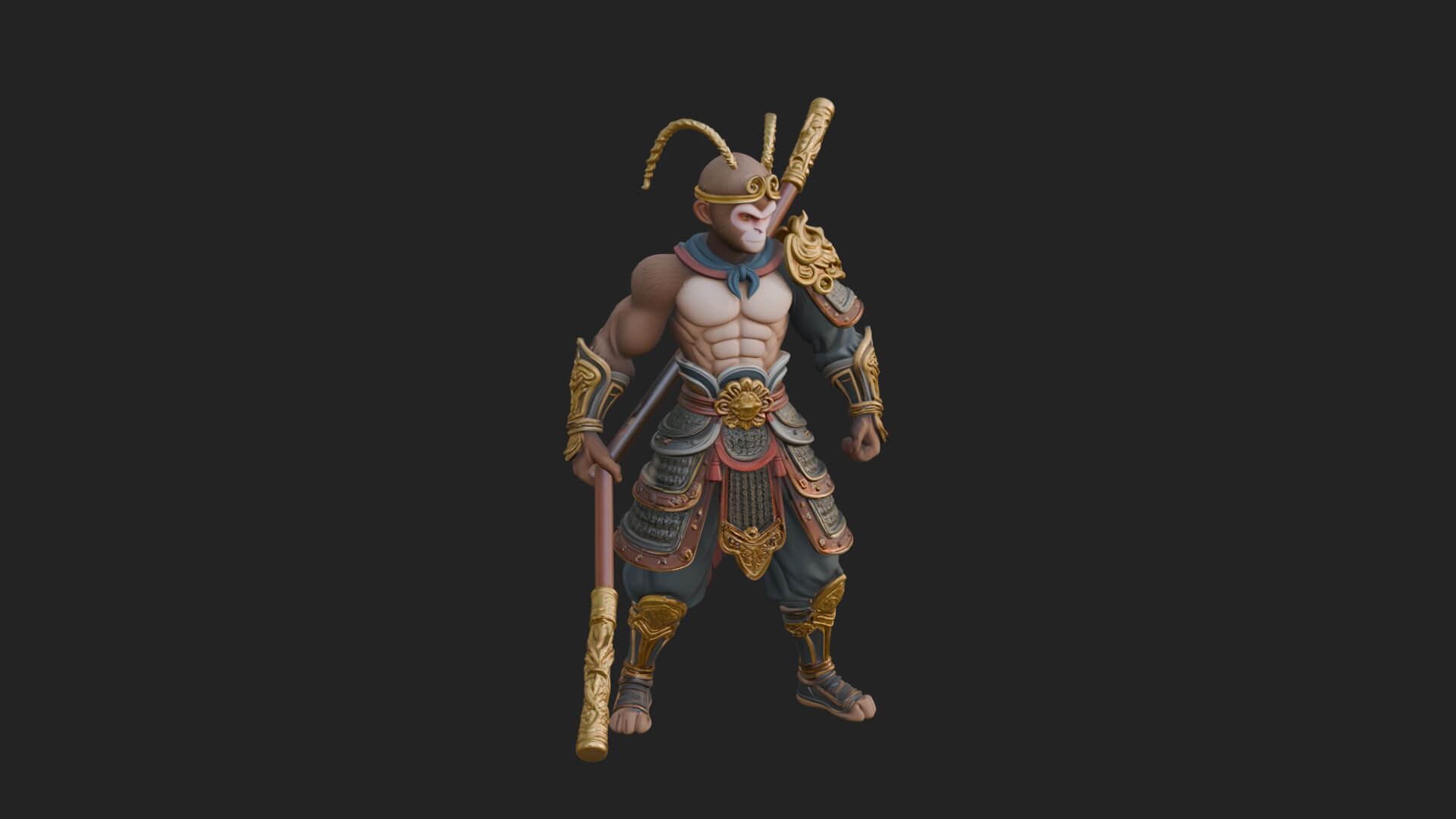 Monkey King Staff Statue Design 8 3D Print Model 3D Model