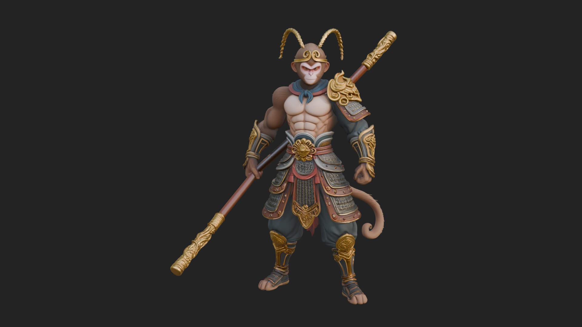 Monkey King Staff Statue Design 8 3D Print Model 3D Model
