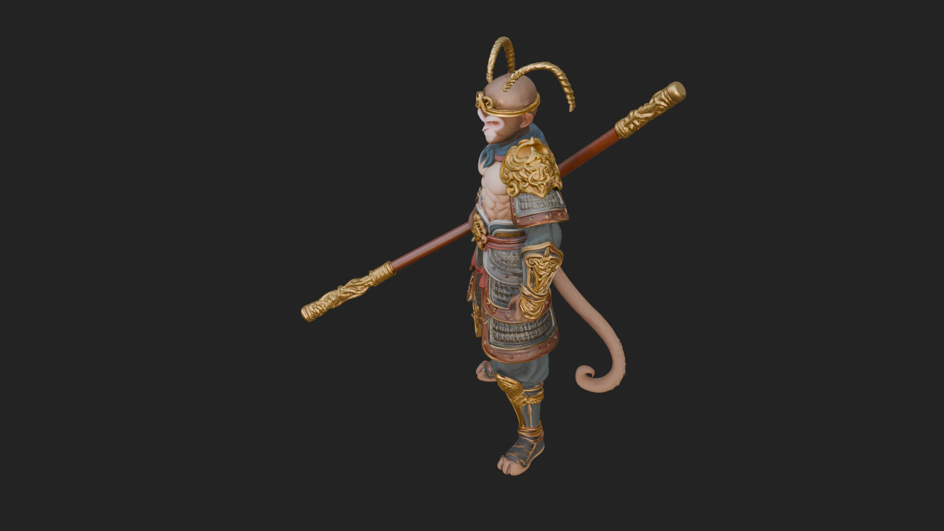 Monkey King Staff Statue Design 8 3D Print Model 3D Model
