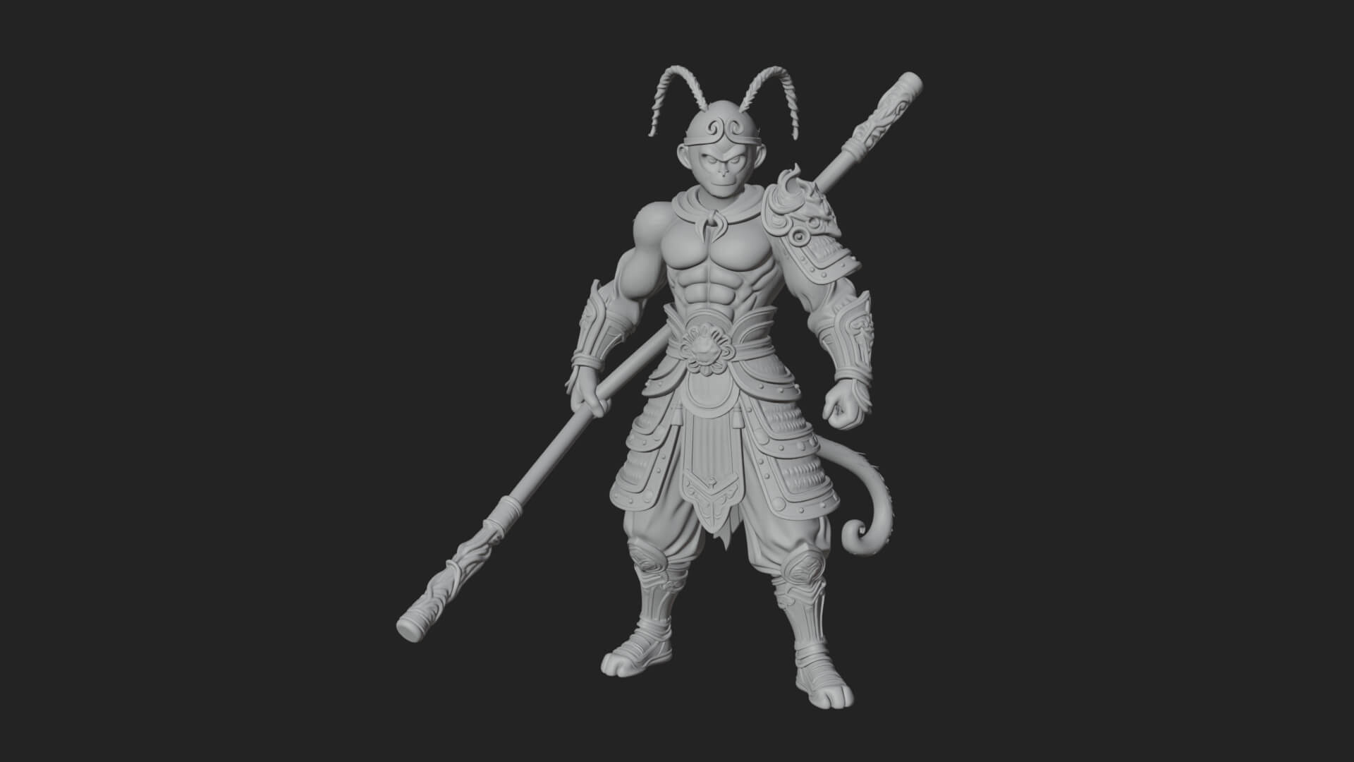 Monkey King Staff Statue Design 8 3D Print Model 3D Model