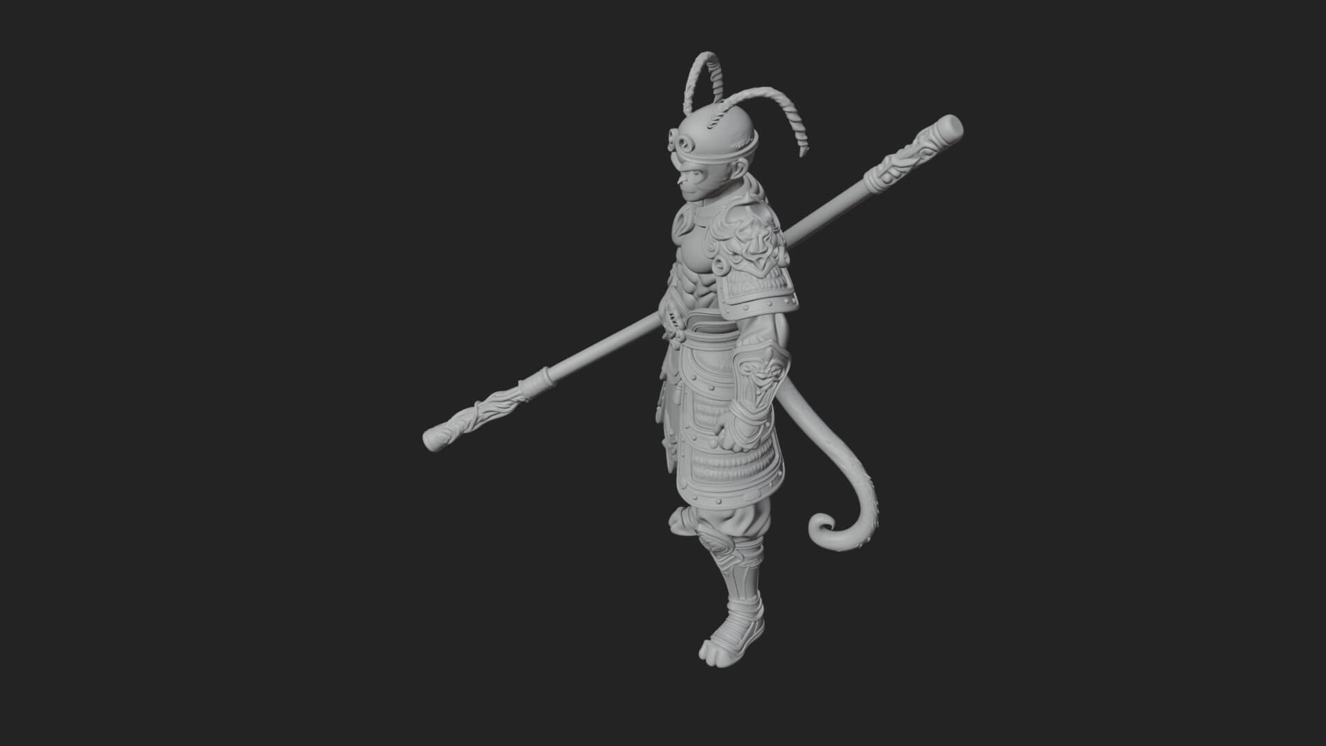 Monkey King Staff Statue Design 8 3D Print Model 3D Model