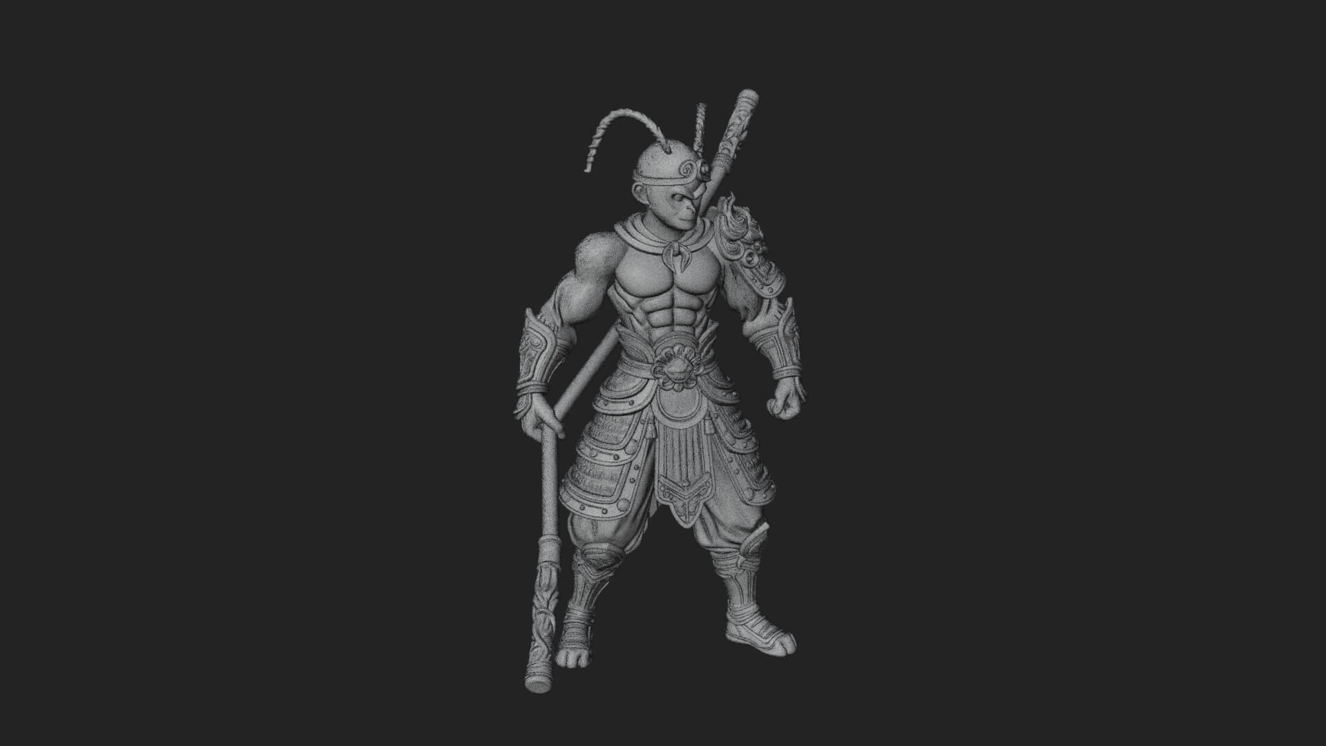 Monkey King Staff Statue Design 8 3D Print Model 3D Model