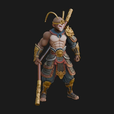 Monkey King Staff Statue Design 8 3D Print Model