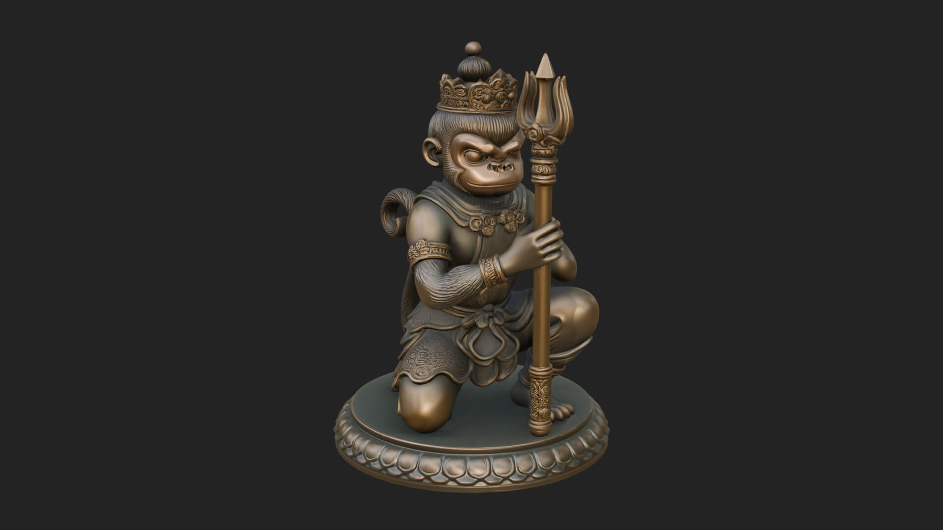 Monkey King Staff Statue Design 9 3D Print Model 3D Model