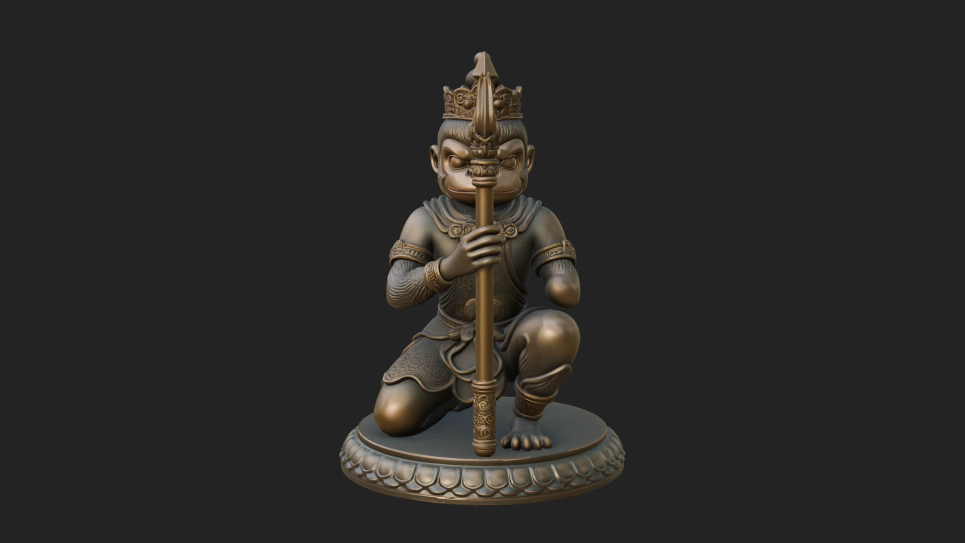 Monkey King Staff Statue Design 9 3D Print Model 3D Model