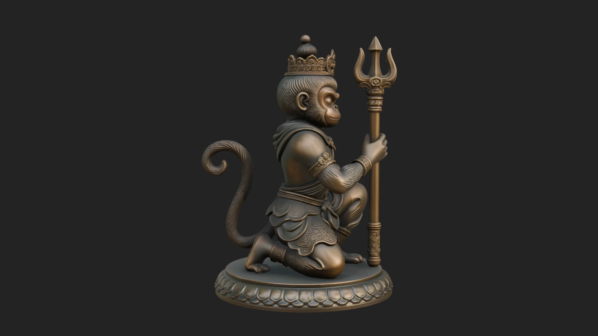Monkey King Staff Statue Design 9 3D Print Model 3D Model