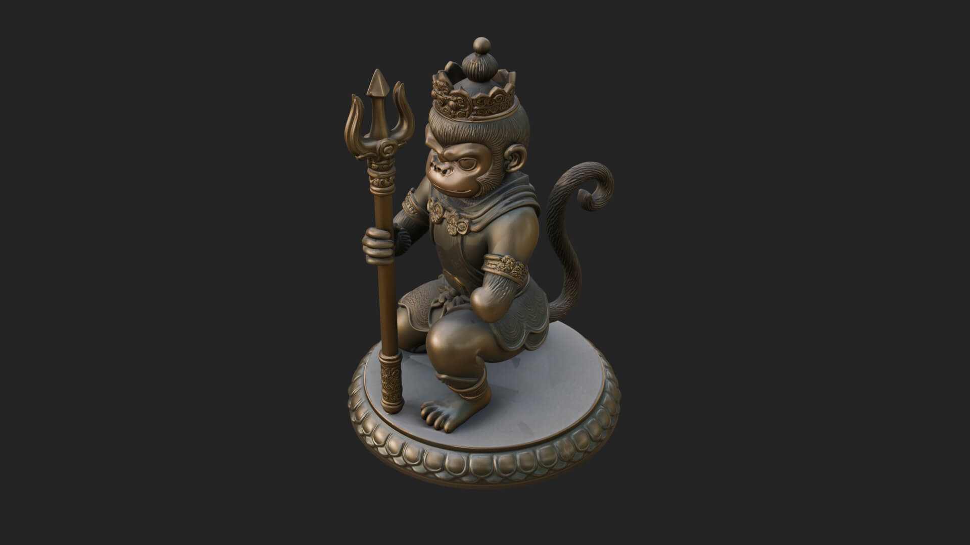 Monkey King Staff Statue Design 9 3D Print Model 3D Model