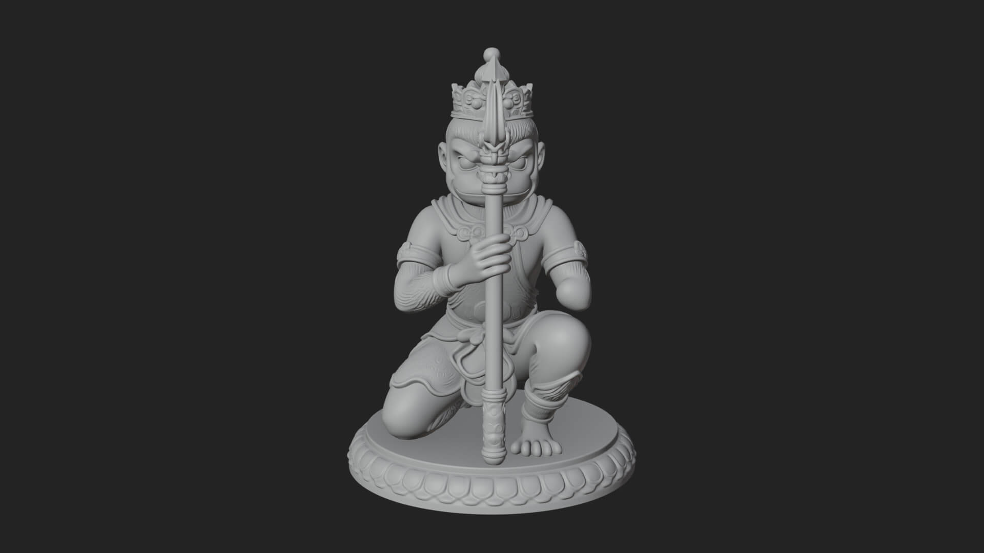 Monkey King Staff Statue Design 9 3D Print Model 3D Model