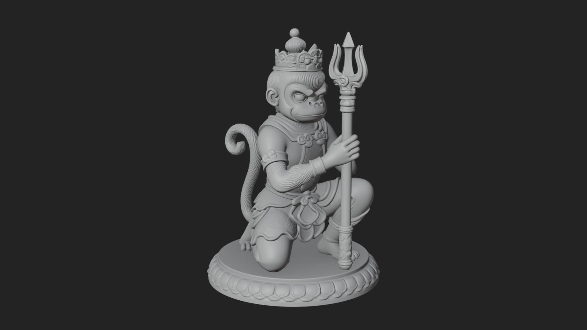 Monkey King Staff Statue Design 9 3D Print Model 3D Model