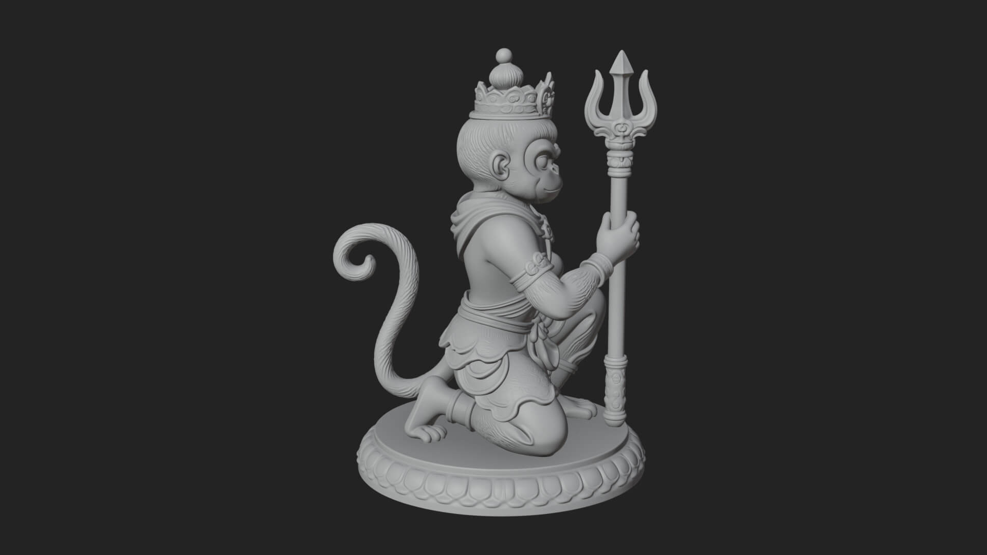 Monkey King Staff Statue Design 9 3D Print Model 3D Model
