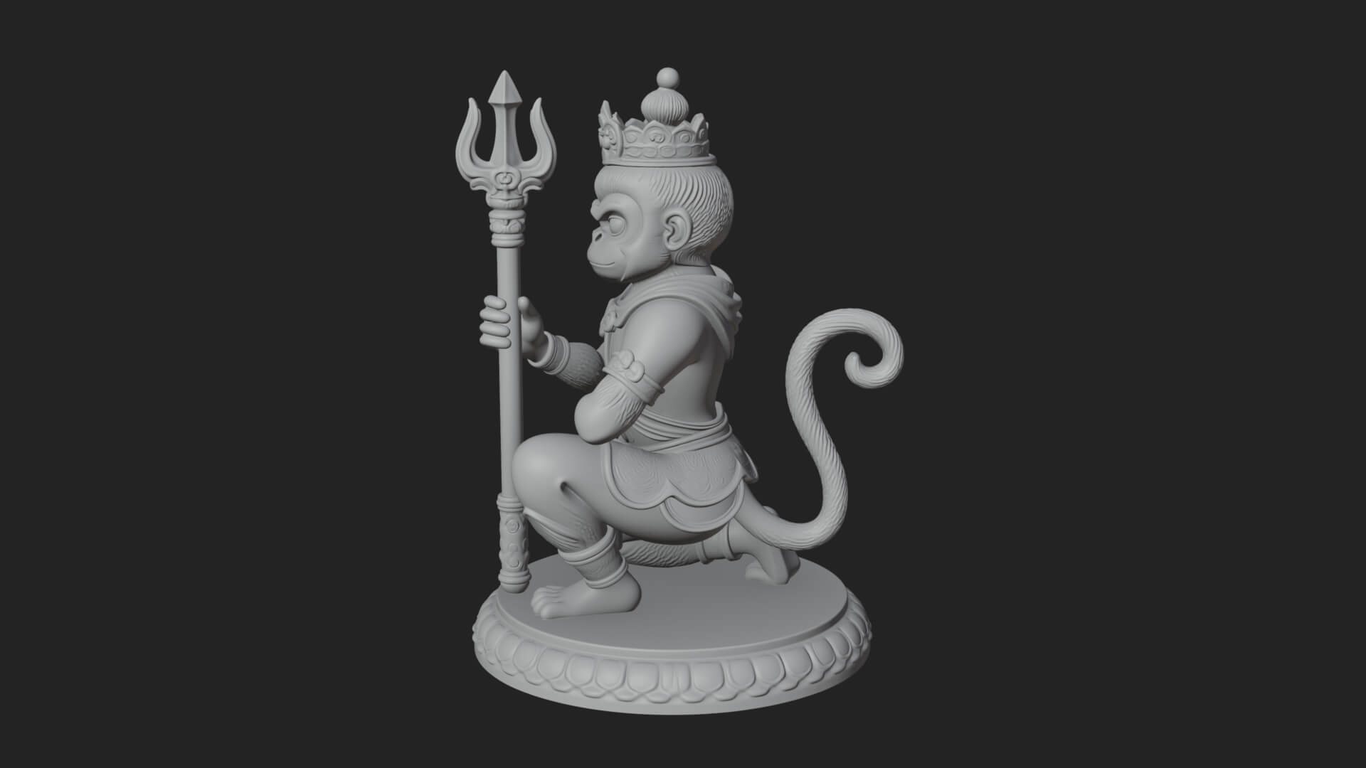 Monkey King Staff Statue Design 9 3D Print Model 3D Model