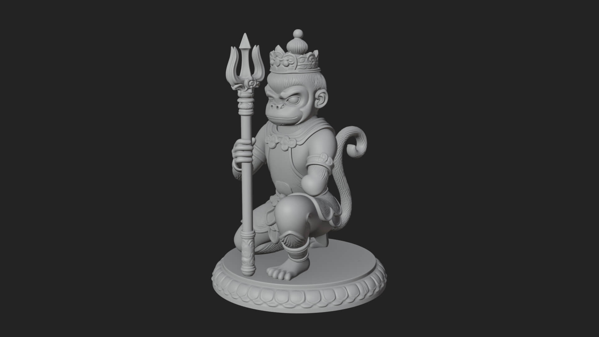 Monkey King Staff Statue Design 9 3D Print Model 3D Model
