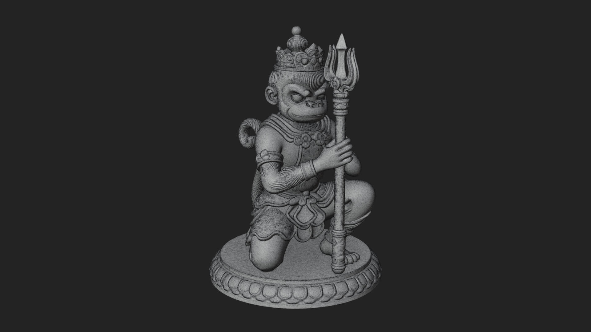 Monkey King Staff Statue Design 9 3D Print Model 3D Model