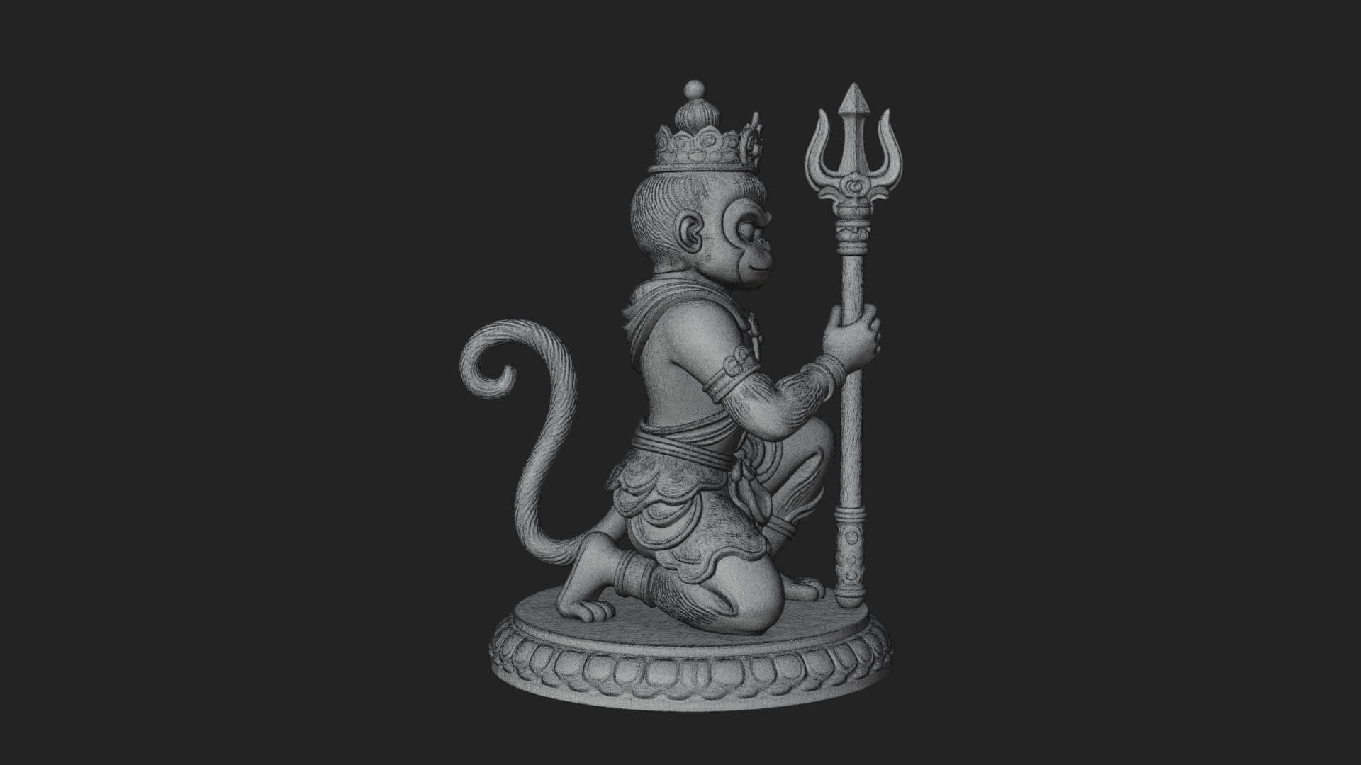 Monkey King Staff Statue Design 9 3D Print Model 3D Model
