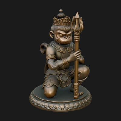 Monkey King Staff Statue Design 9 3D Print Model