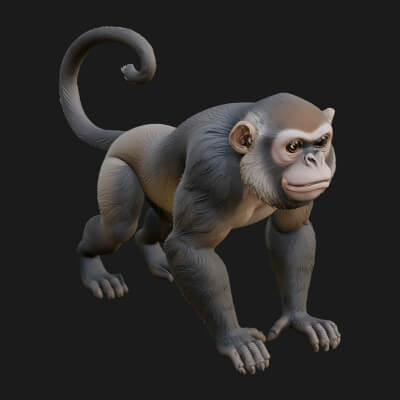 Monkey Statue Design 18 3D Print Model