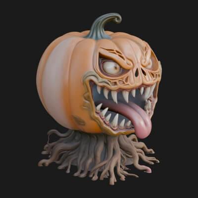Monster Pumpkin Statue Design 1 3D Print Model