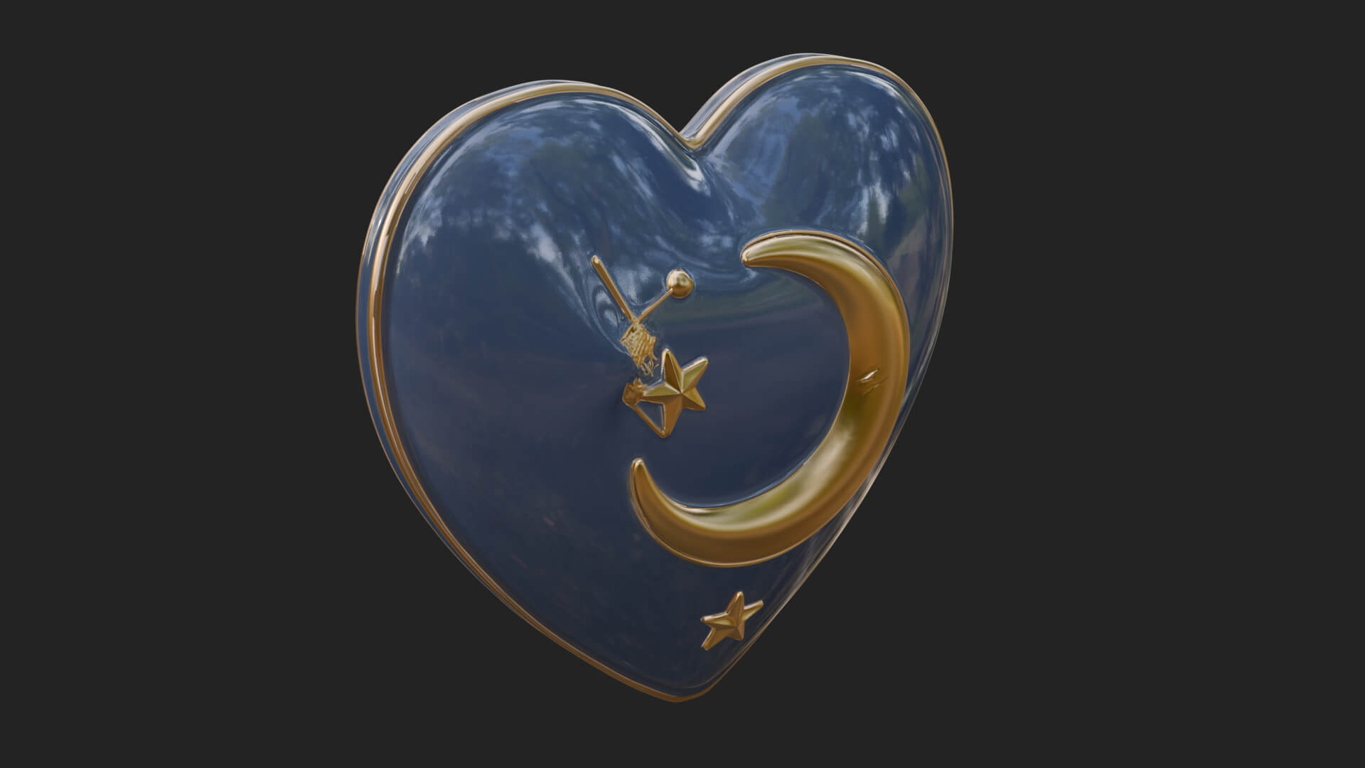 Moon and Star Heart Plaque Design 1 3D Print Model 3D Model