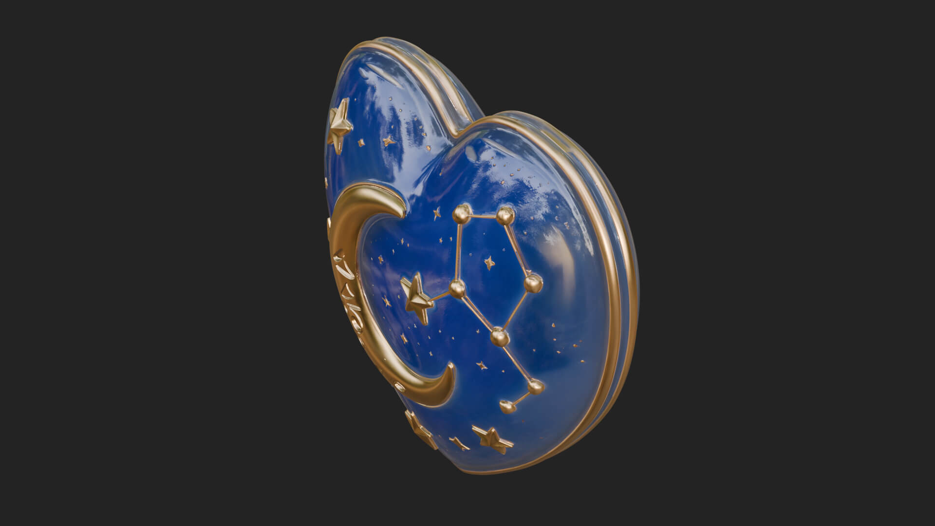 Moon and Star Heart Plaque Design 1 3D Print Model 3D Model