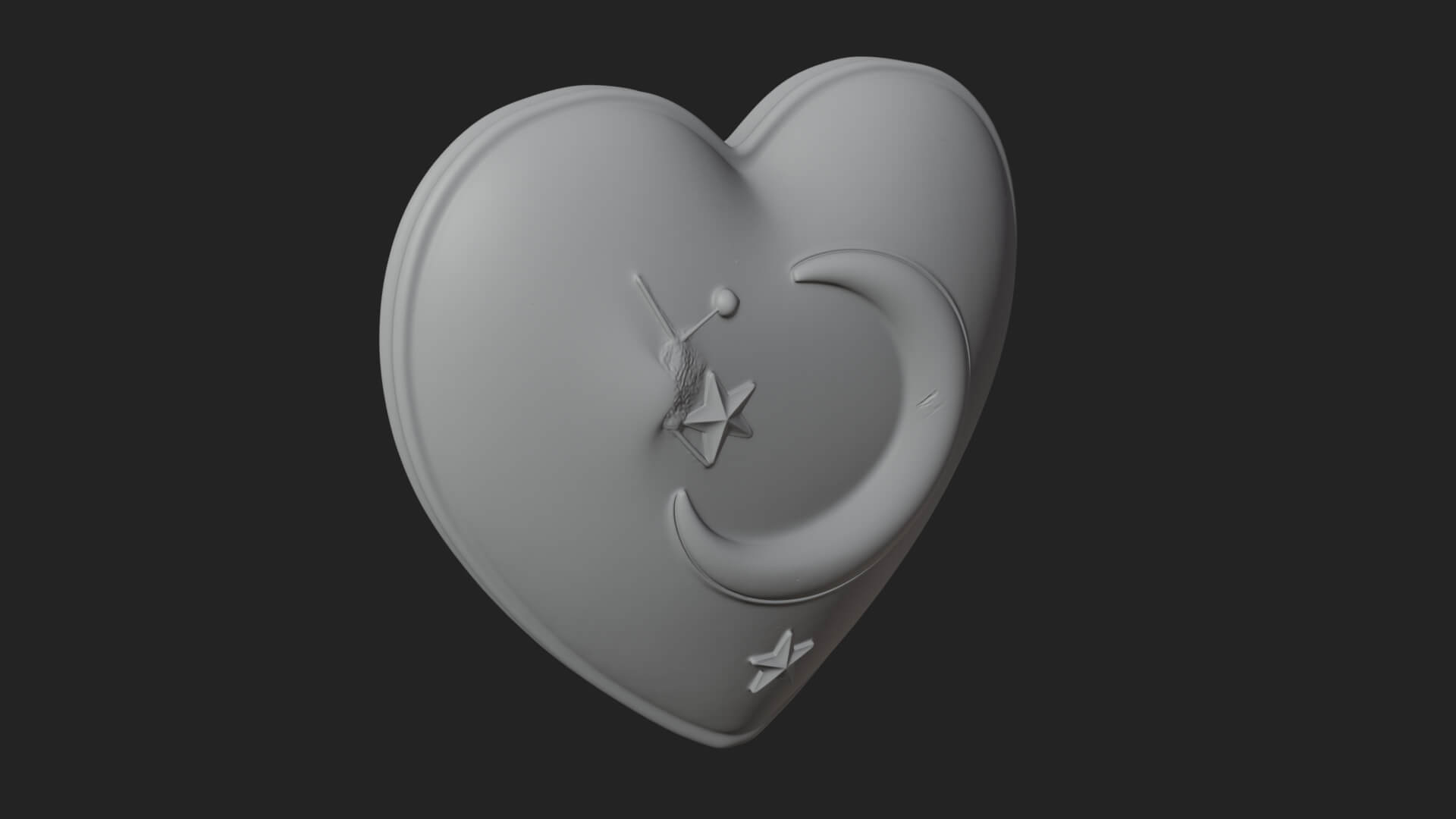 Moon and Star Heart Plaque Design 1 3D Print Model 3D Model
