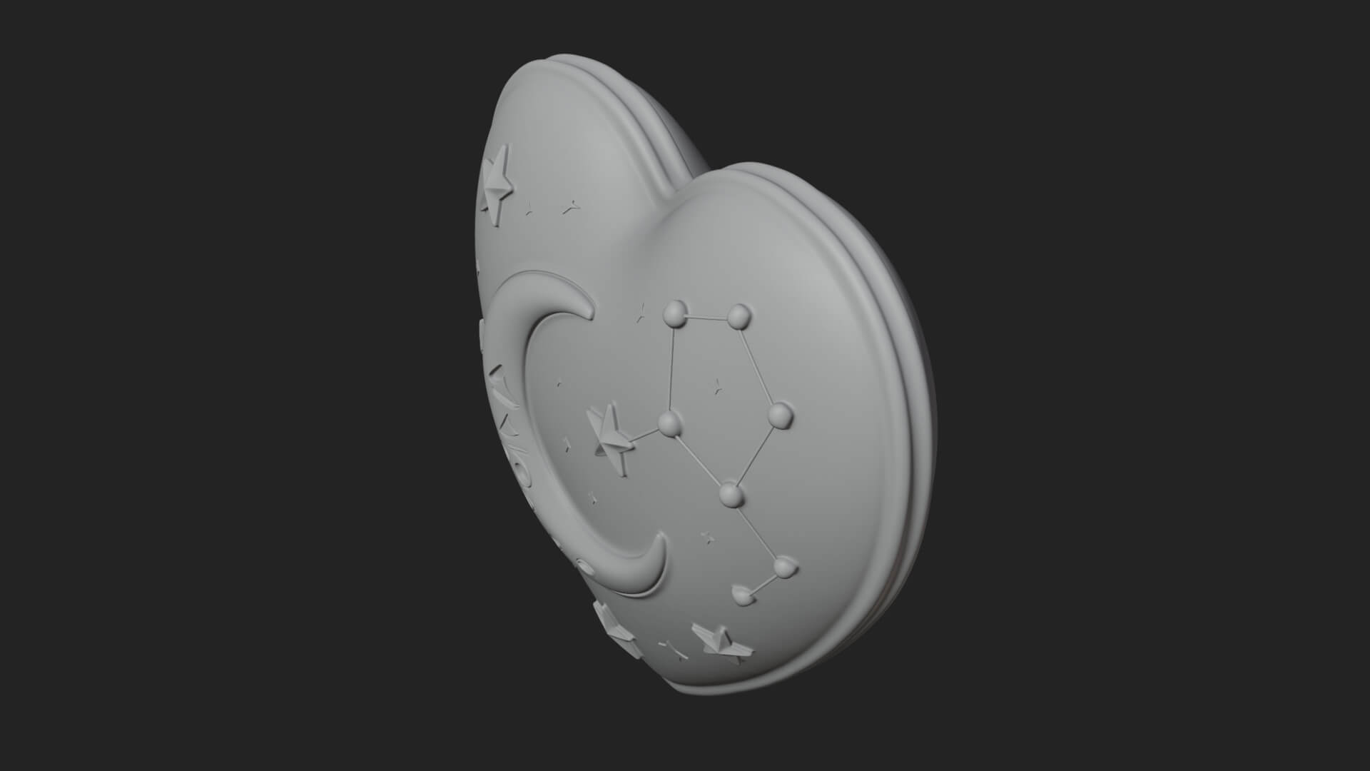 Moon and Star Heart Plaque Design 1 3D Print Model 3D Model