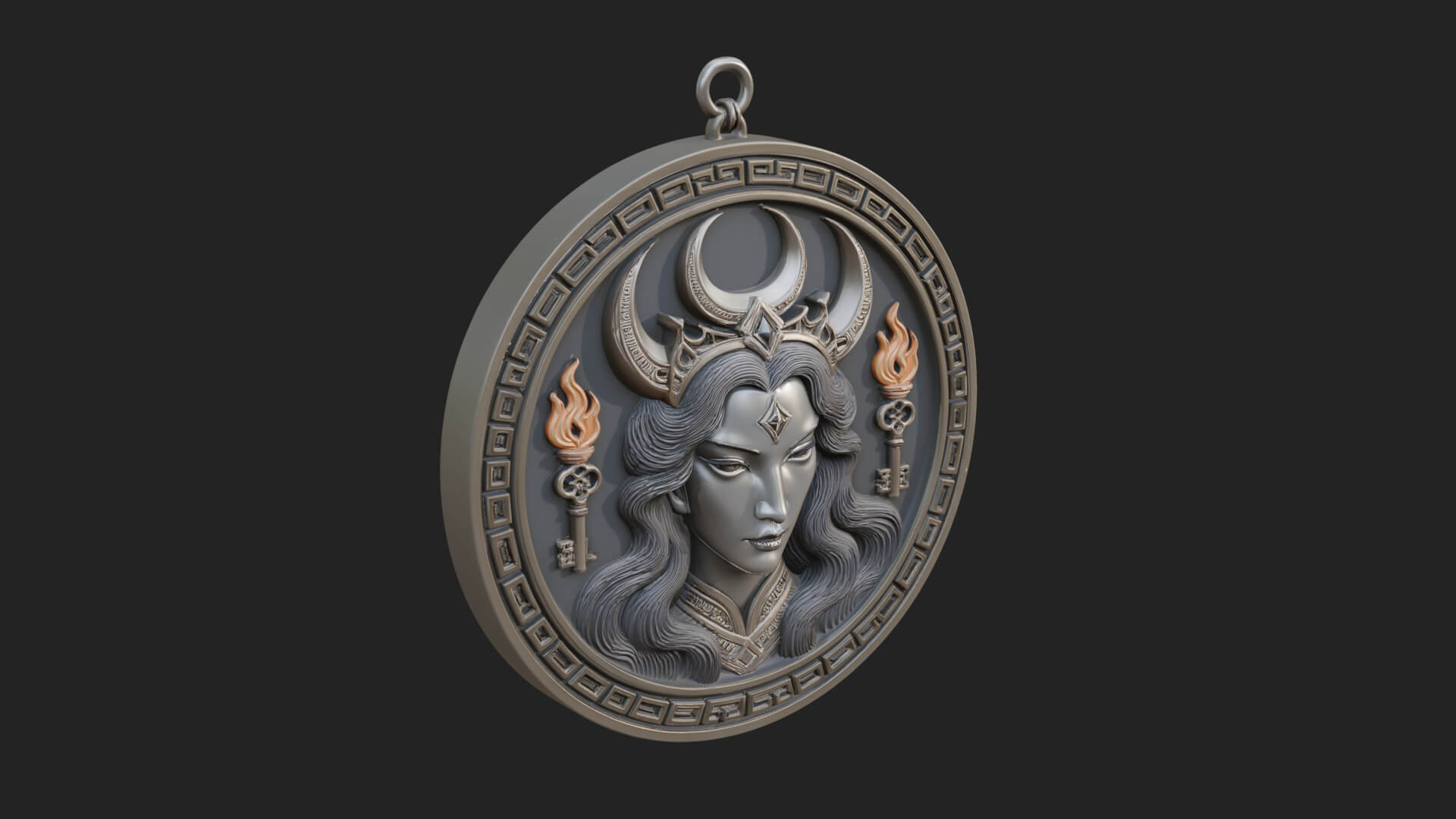 Moon Crown Goddess Oval Plaque Design 1 3D Print Model 3D Model