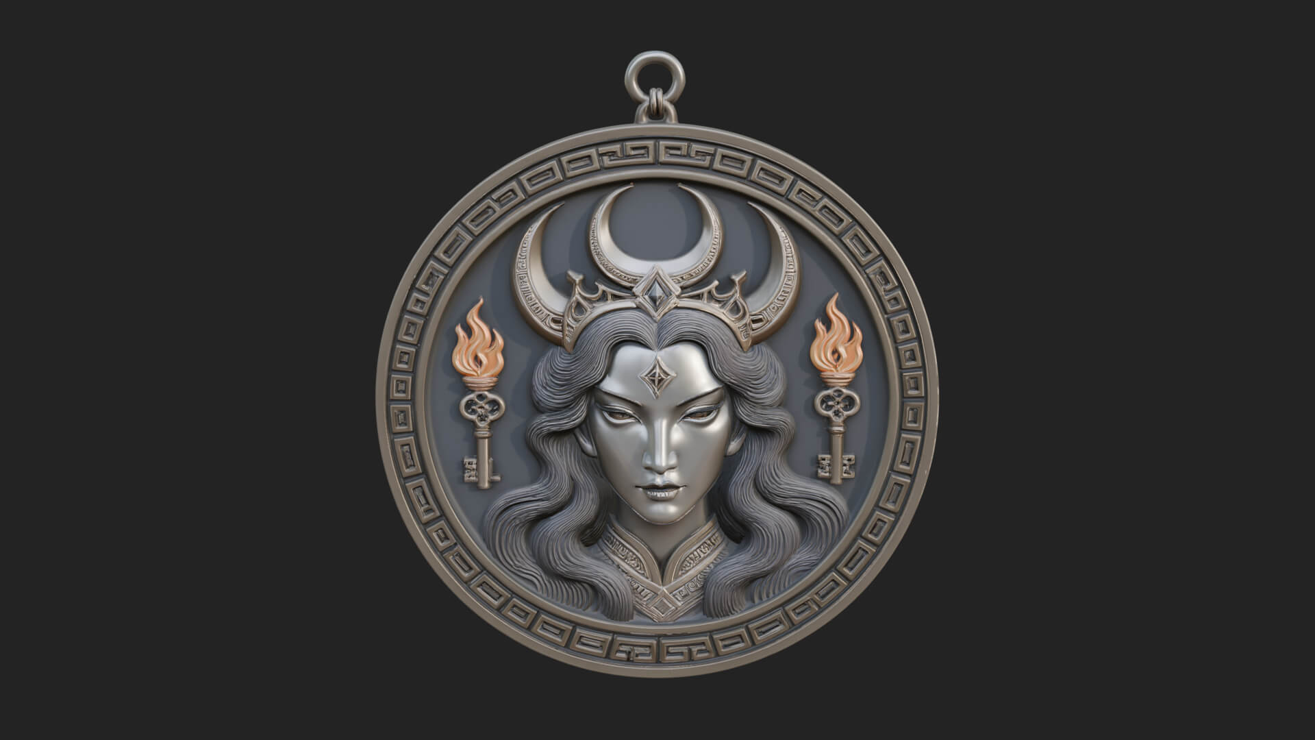 Moon Crown Goddess Oval Plaque Design 1 3D Print Model 3D Model